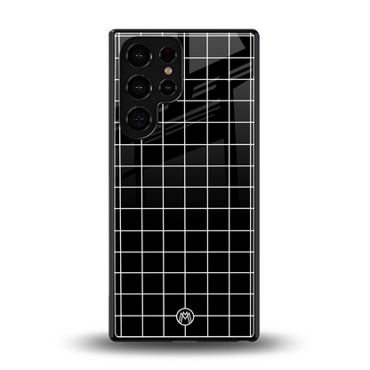 classic grid dark edition back phone cover | glass case for samsung galaxy s25 ultra