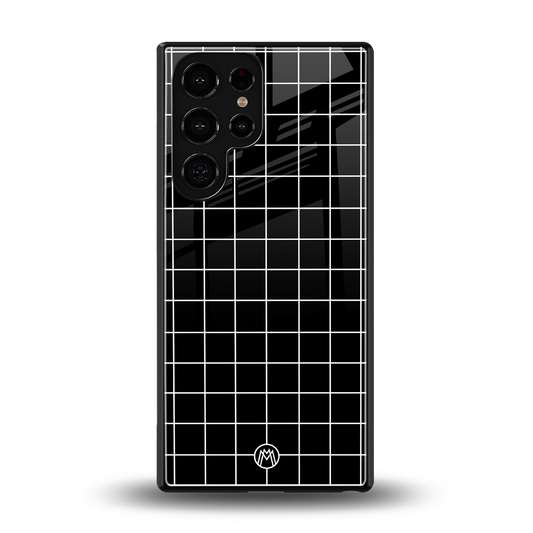 classic grid dark edition back phone cover | glass case for samsung galaxy s25 ultra