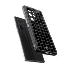 classic grid dark edition back phone cover | glass case for samsung galaxy s25 ultra