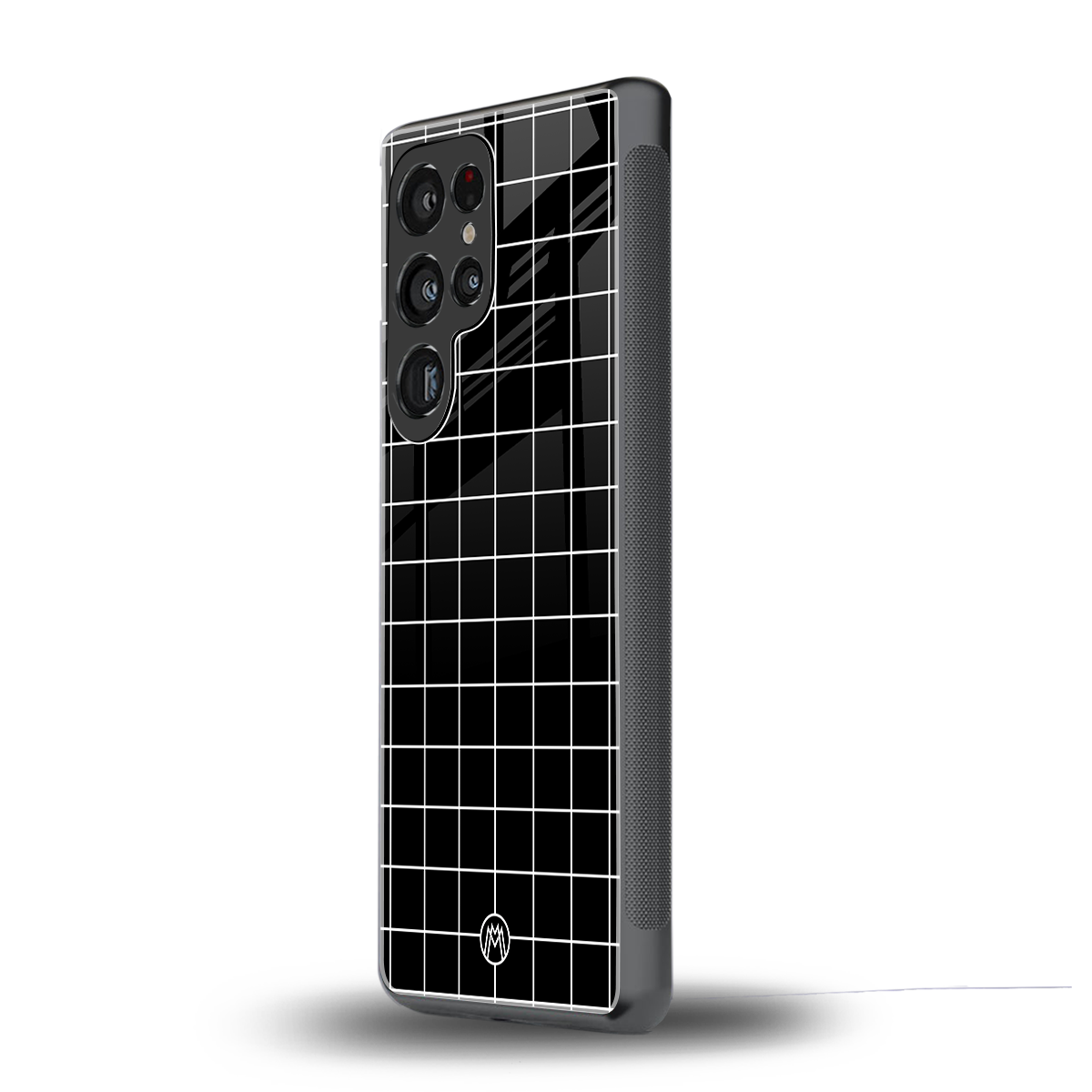 classic grid dark edition back phone cover | glass case for samsung galaxy s25 ultra