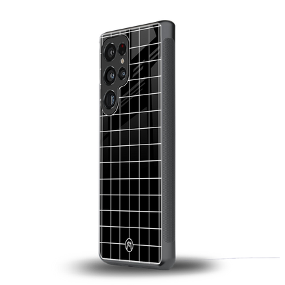 classic grid dark edition back phone cover | glass case for samsung galaxy s25 ultra