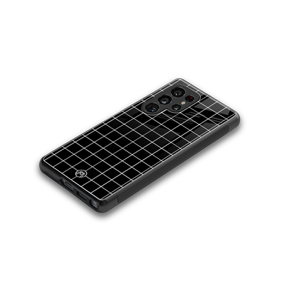 classic grid dark edition back phone cover | glass case for samsung galaxy s25 ultra