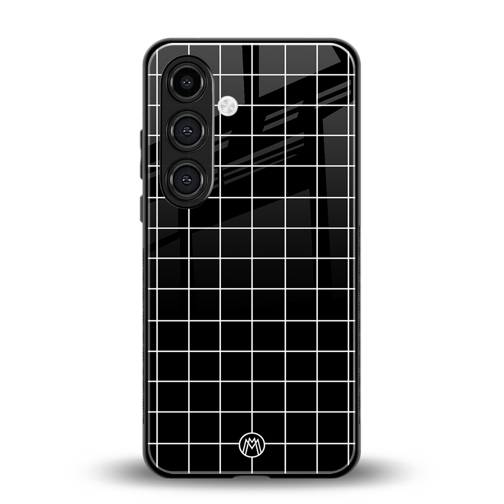 classic grid dark edition back phone cover | glass case for samsung galaxy s24