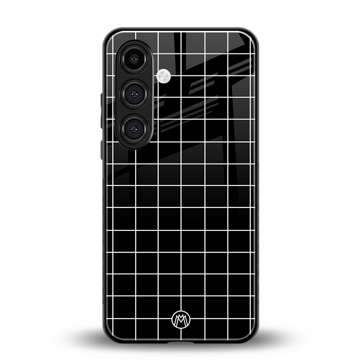 classic grid dark edition back phone cover | glass case for samsung galaxy s25 plus
