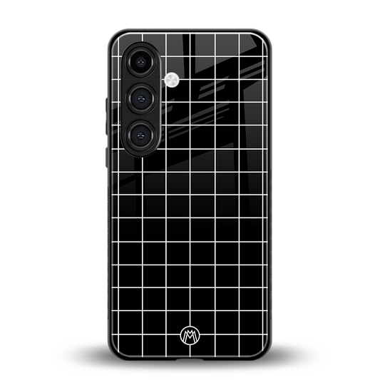 classic grid dark edition back phone cover | glass case for samsung galaxy s24 fe