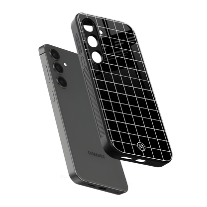 classic grid dark edition back phone cover | glass case for samsung galaxy s24 fe