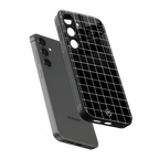 classic grid dark edition back phone cover | glass case for samsung galaxy s25 plus