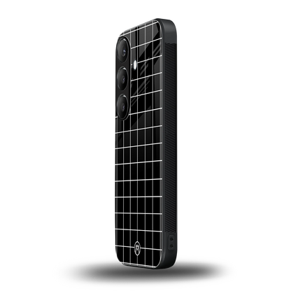 classic grid dark edition back phone cover | glass case for samsung galaxy s24 fe