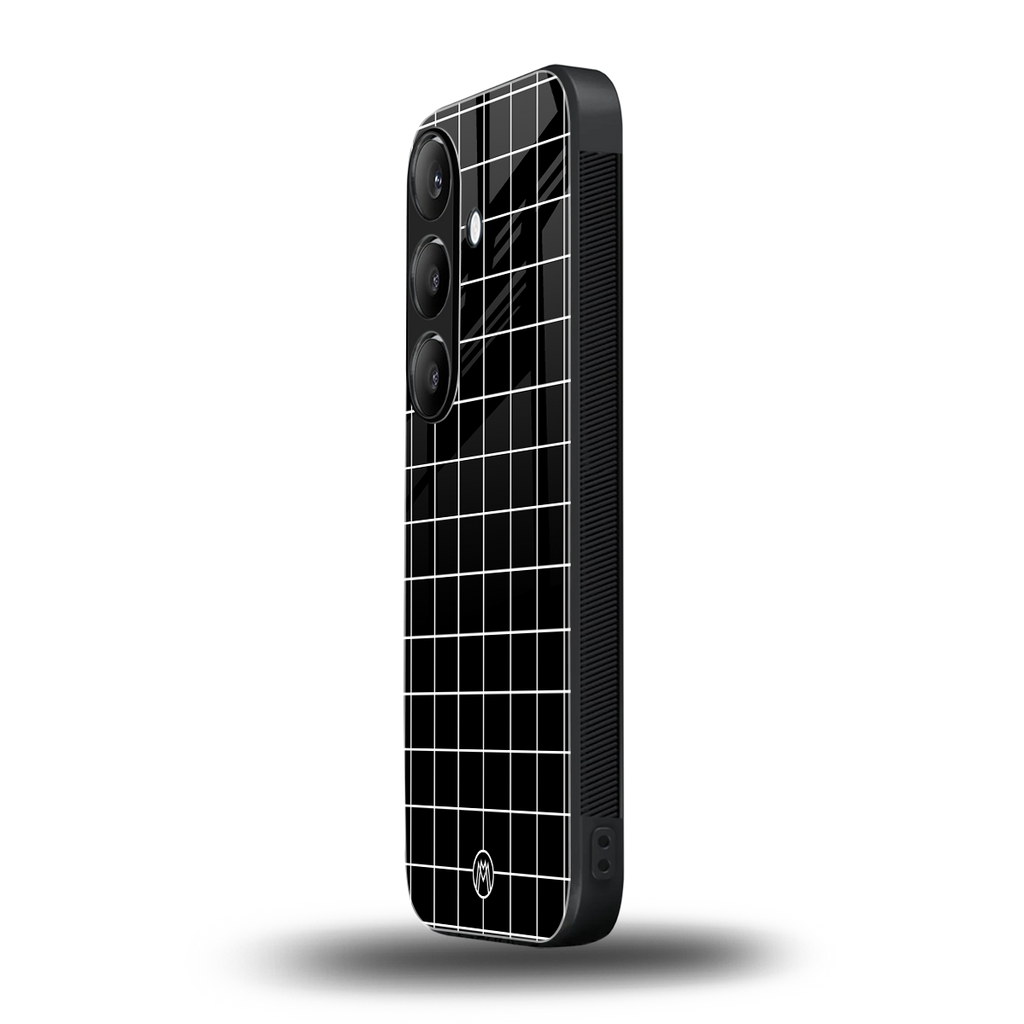 classic grid dark edition back phone cover | glass case for samsung galaxy s23