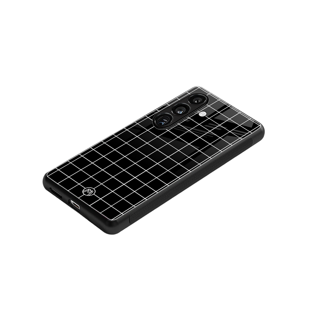 classic grid dark edition back phone cover | glass case for samsung galaxy s25
