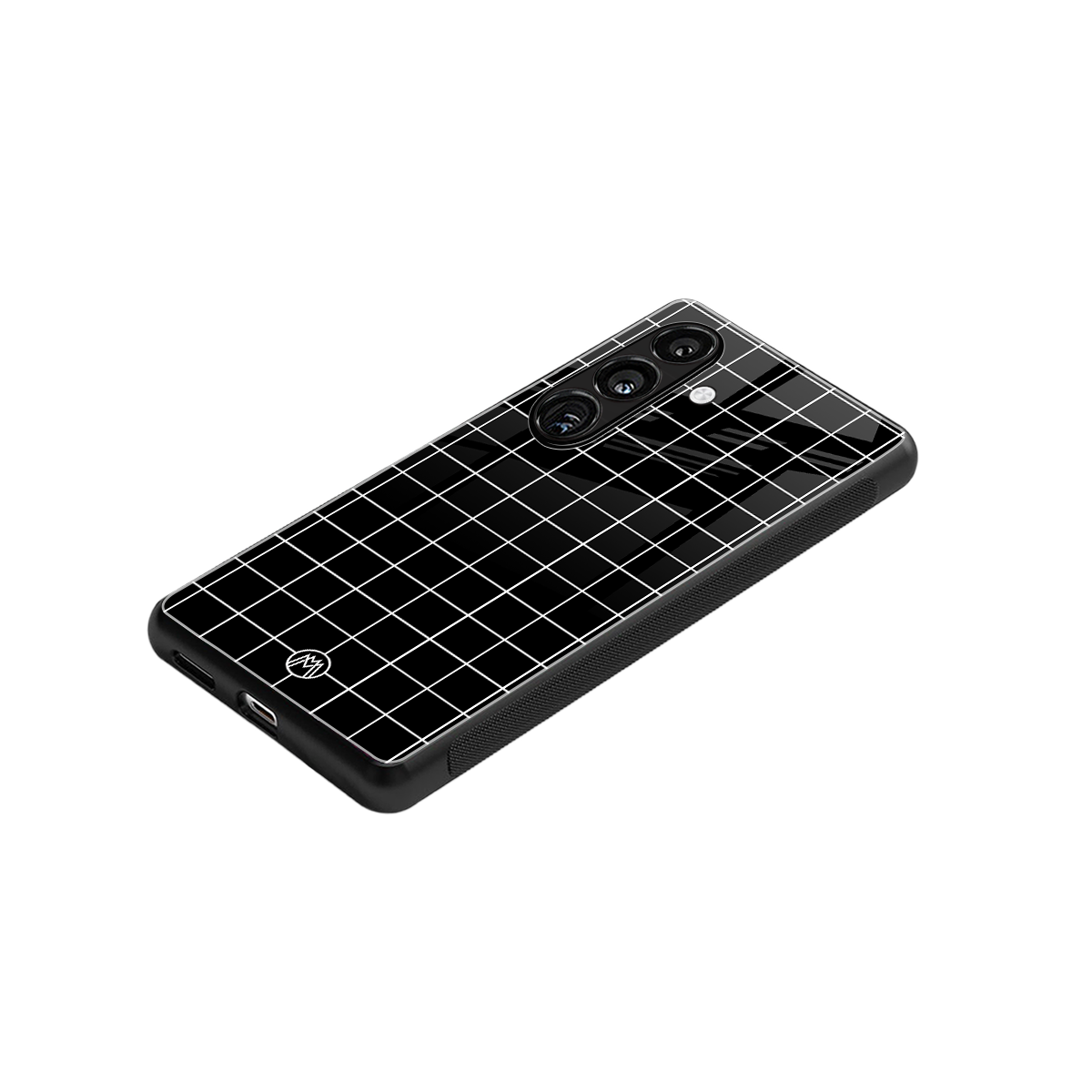 classic grid dark edition back phone cover | glass case for samsung galaxy s25