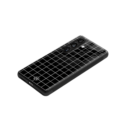 classic grid dark edition back phone cover | glass case for samsung galaxy s24 fe