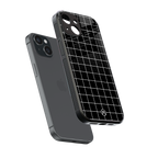 classic grid dark edition back phone cover | glass case for iphone 15