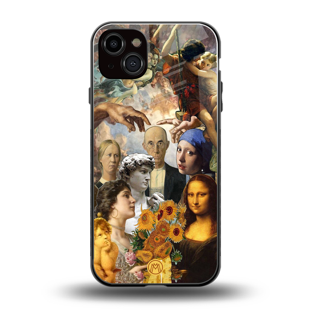 classic icons back phone cover | glass case for iphone 15 plus