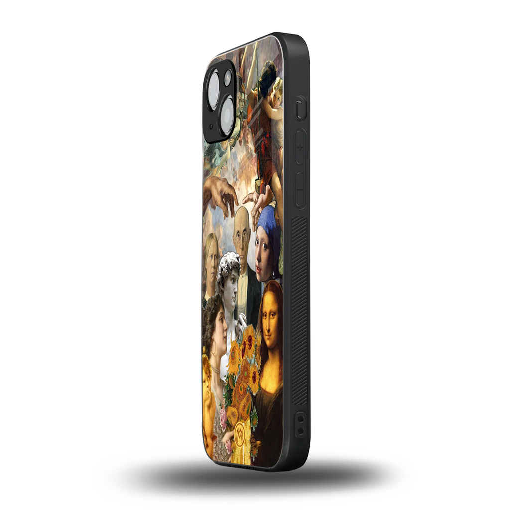 classic icons back phone cover | glass case for iphone 15 plus