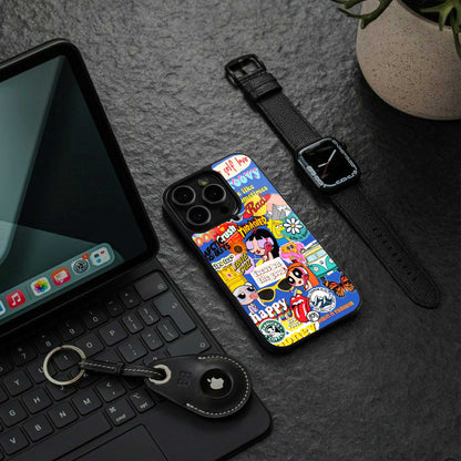 classic collage aesthetic back phone cover | glass case for samsung galaxy s24 ultra
