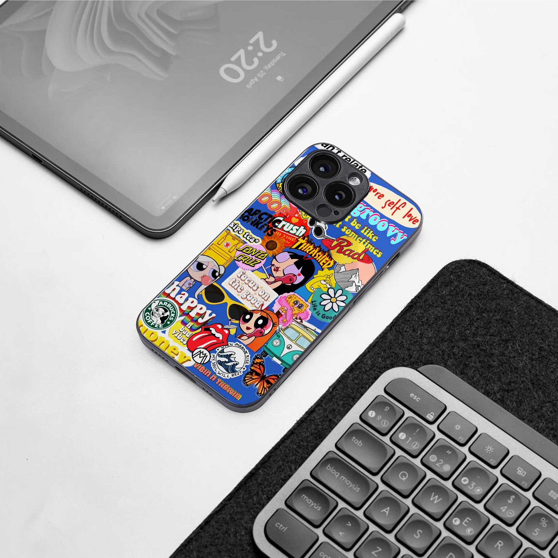 classic collage aesthetic back phone cover | glass case for samsung galaxy s24 ultra