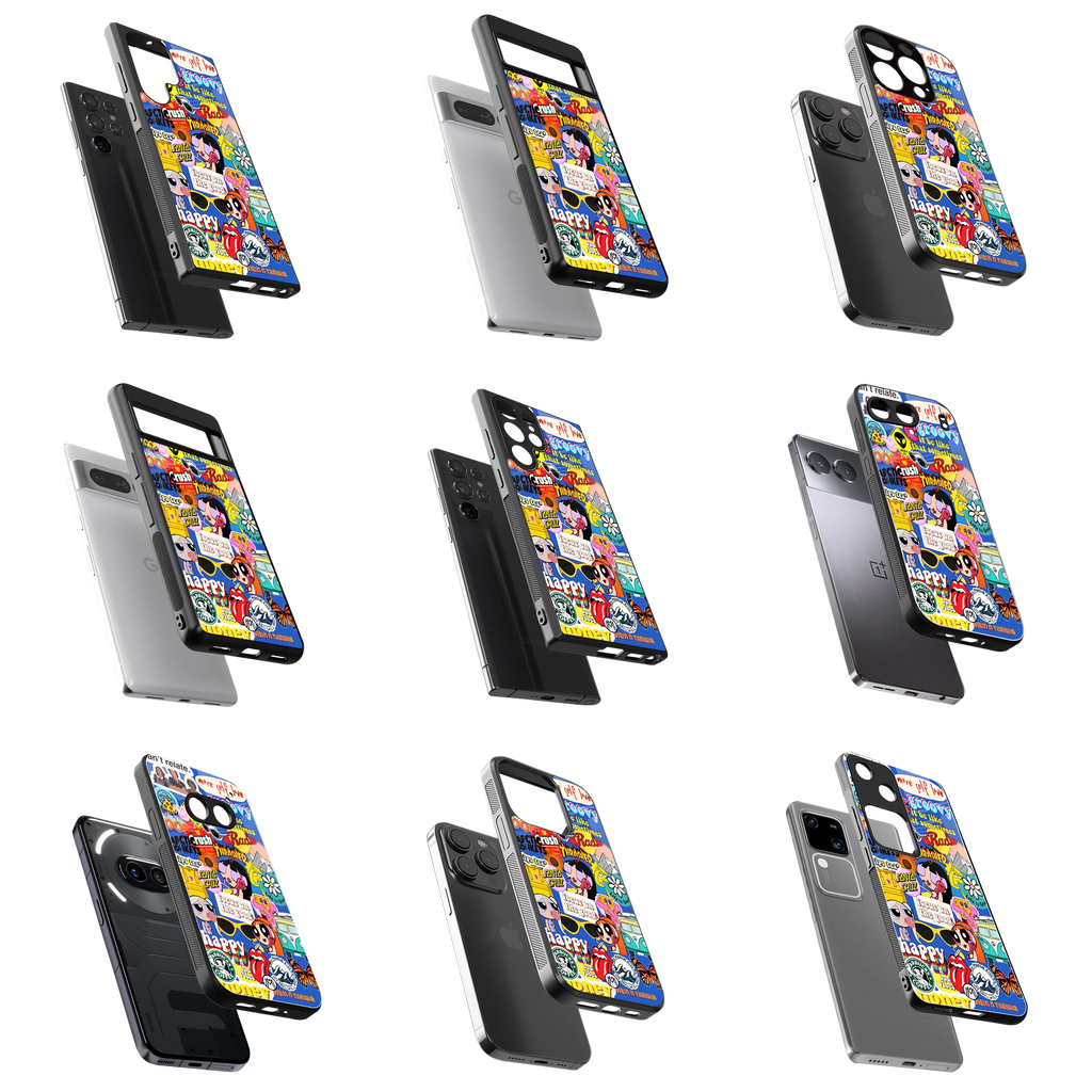 Durable Glass Back Mobile Case for iPhone, Samsung, OnePlus, Google Pixel, Redmi, Vivo, Oppo