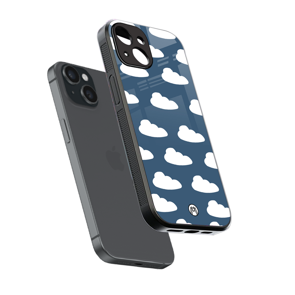 clouds back phone cover | glass case for iphone 13 mini