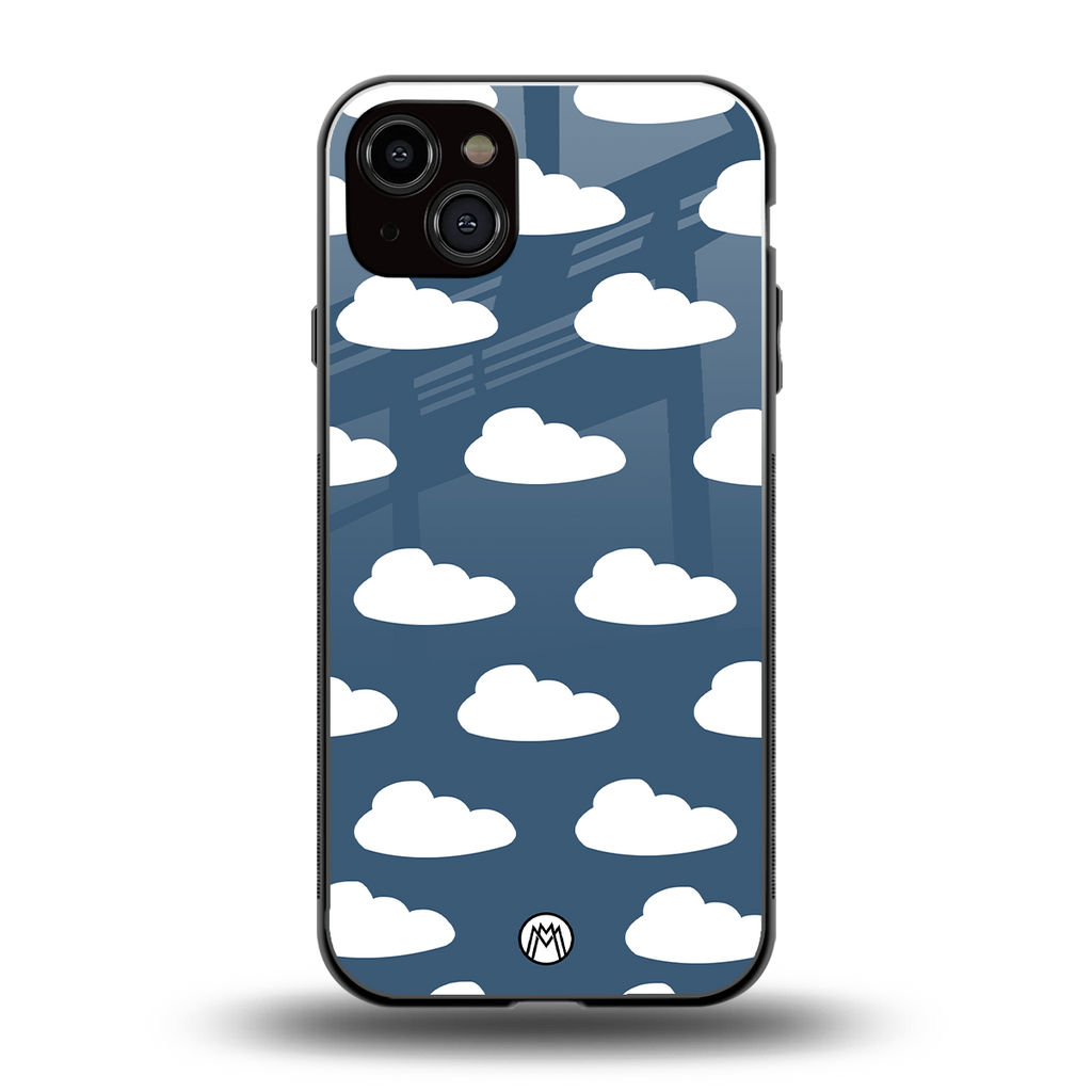 clouds back phone cover | glass case for iphone 15 plus