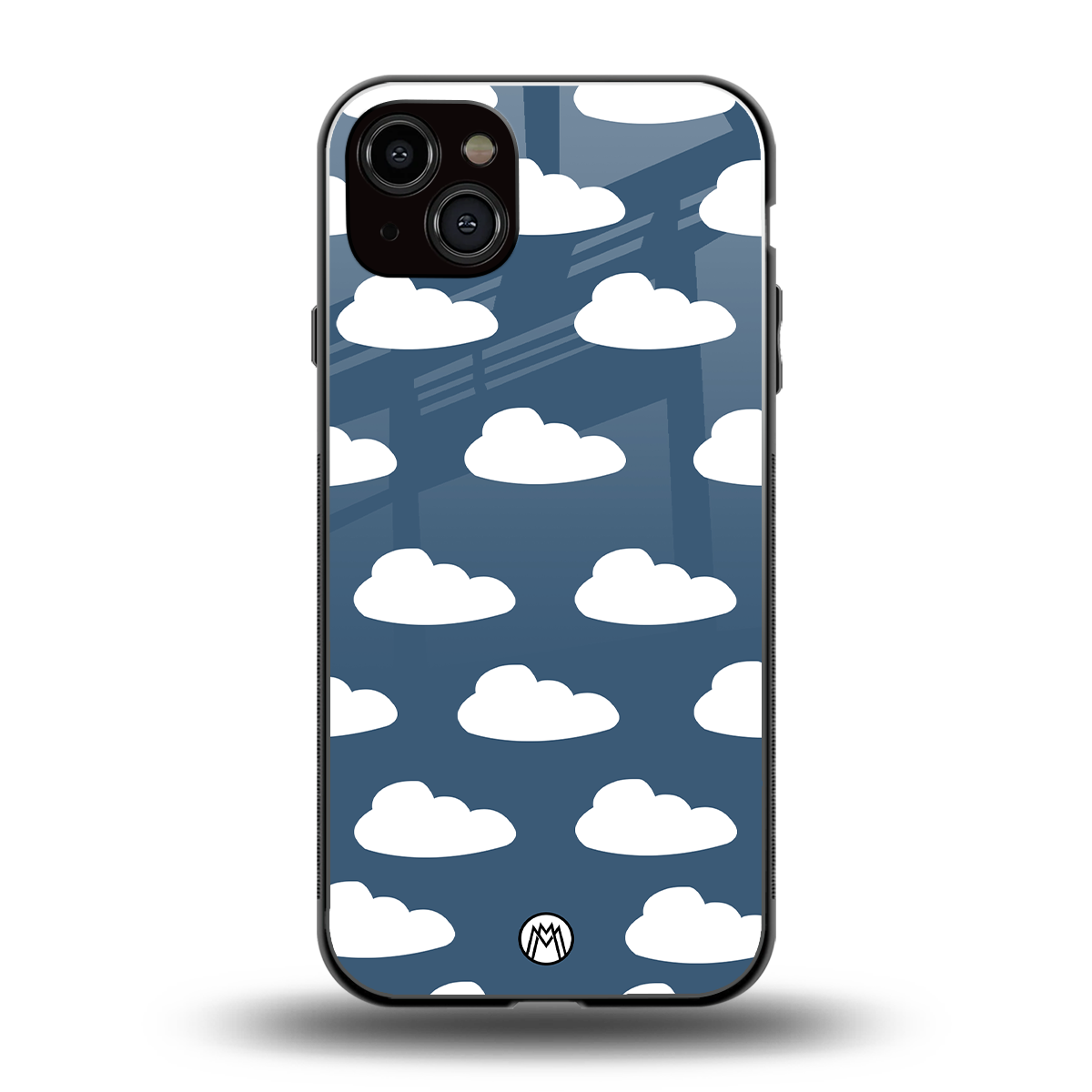 clouds back phone cover | glass case for iphone 15 plus