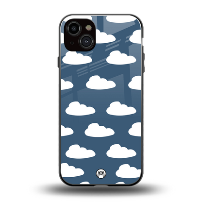 clouds back phone cover | glass case for iphone 14 plus