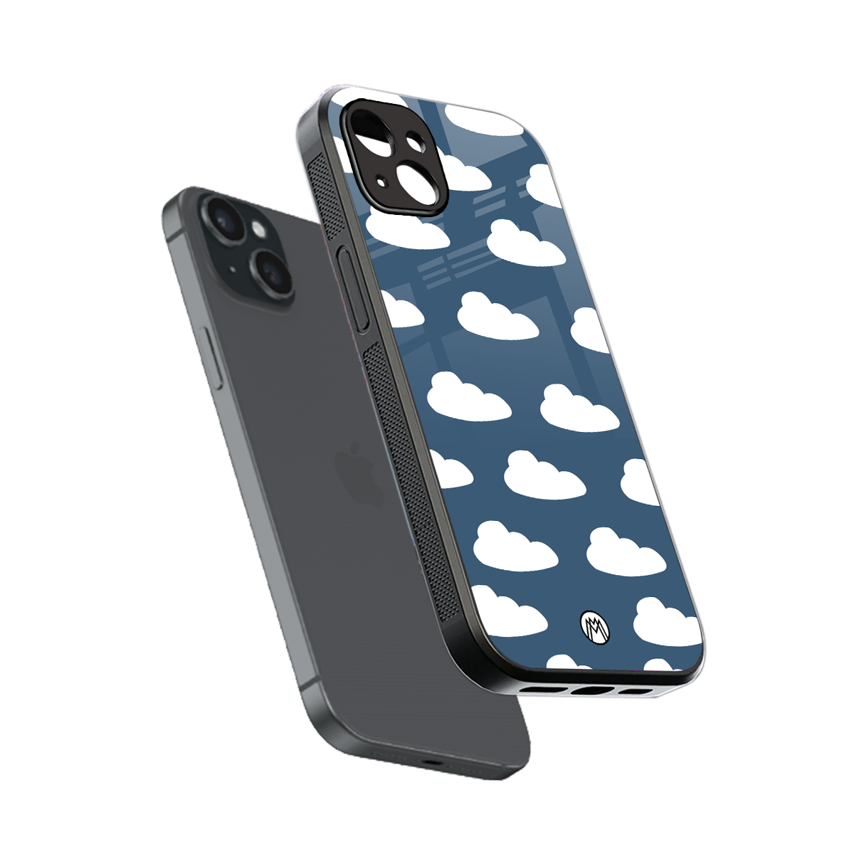 clouds back phone cover | glass case for iphone 15 plus
