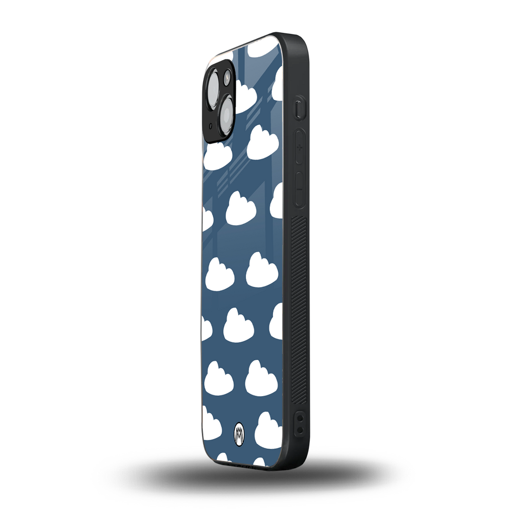 clouds back phone cover | glass case for iphone 14 plus