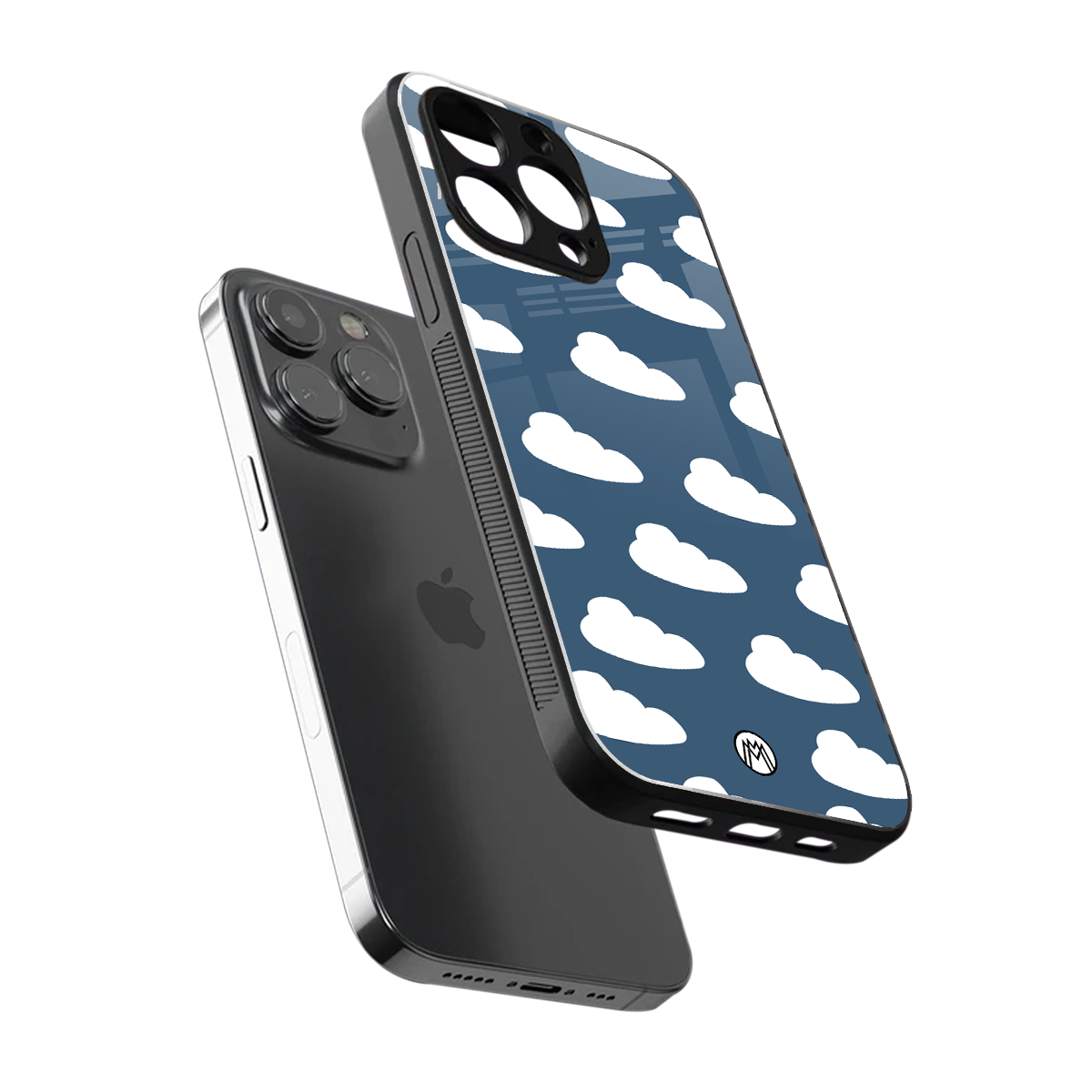 clouds back phone cover | glass case for iphone 15 pro max