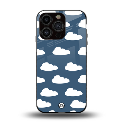 clouds back phone cover | glass case for iphone 15 pro
