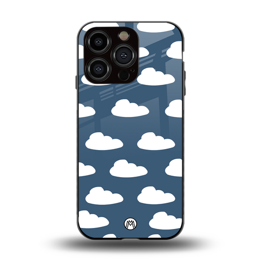 clouds back phone cover | glass case for iphone 15 pro