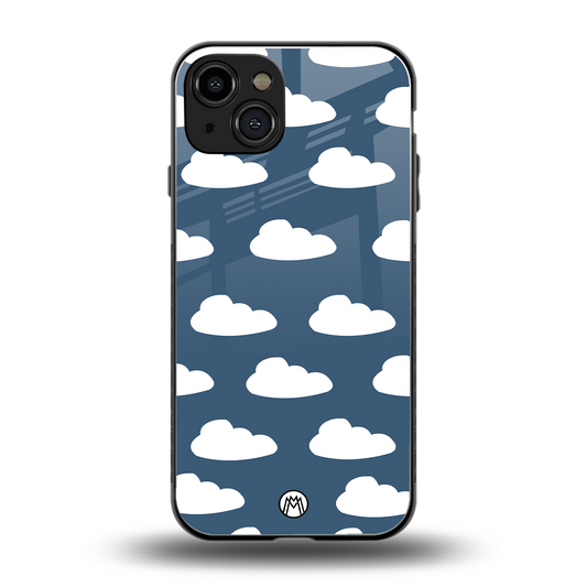 clouds back phone cover | glass case for iphone 15