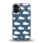 clouds back phone cover | glass case for iphone 16 plus