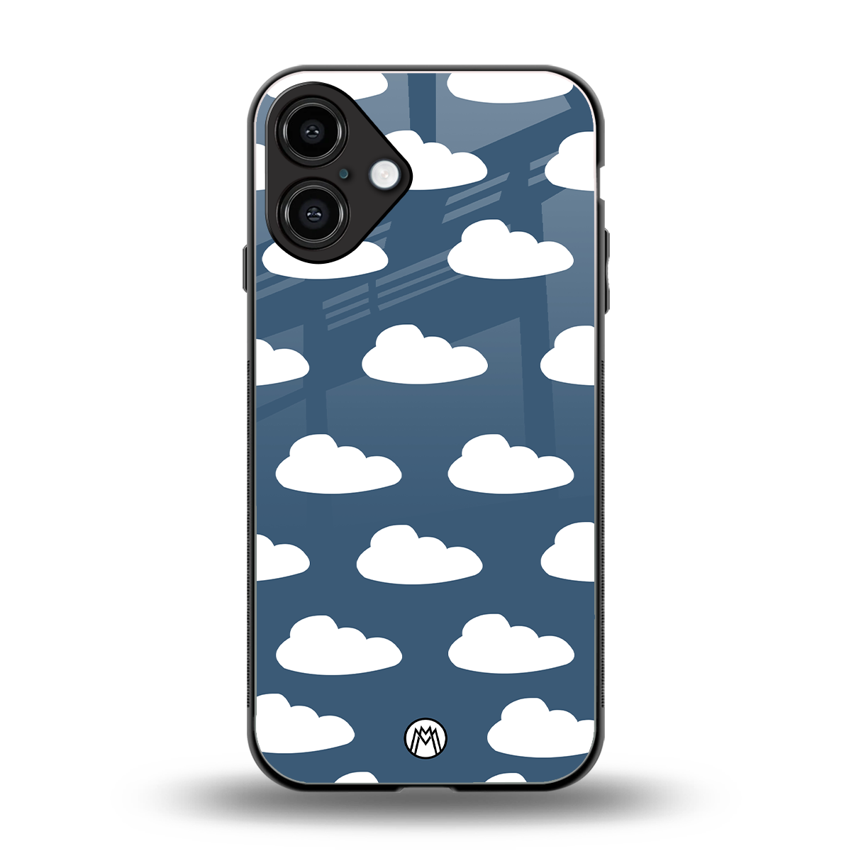 clouds back phone cover | glass case for iphone 16 plus