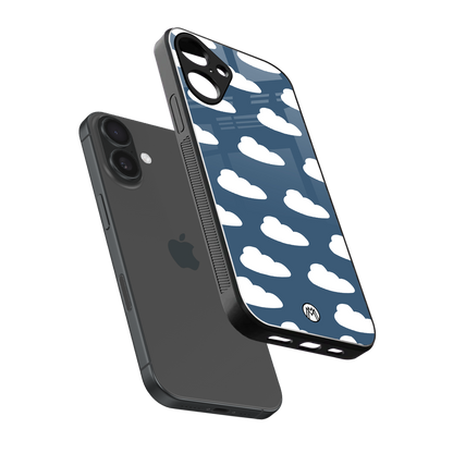 clouds back phone cover | glass case for iphone 16 plus