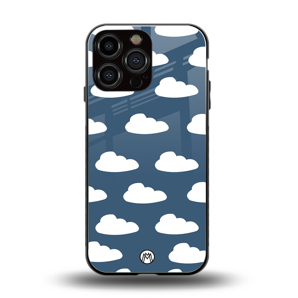 clouds back phone cover | glass case for iphone 16 pro max