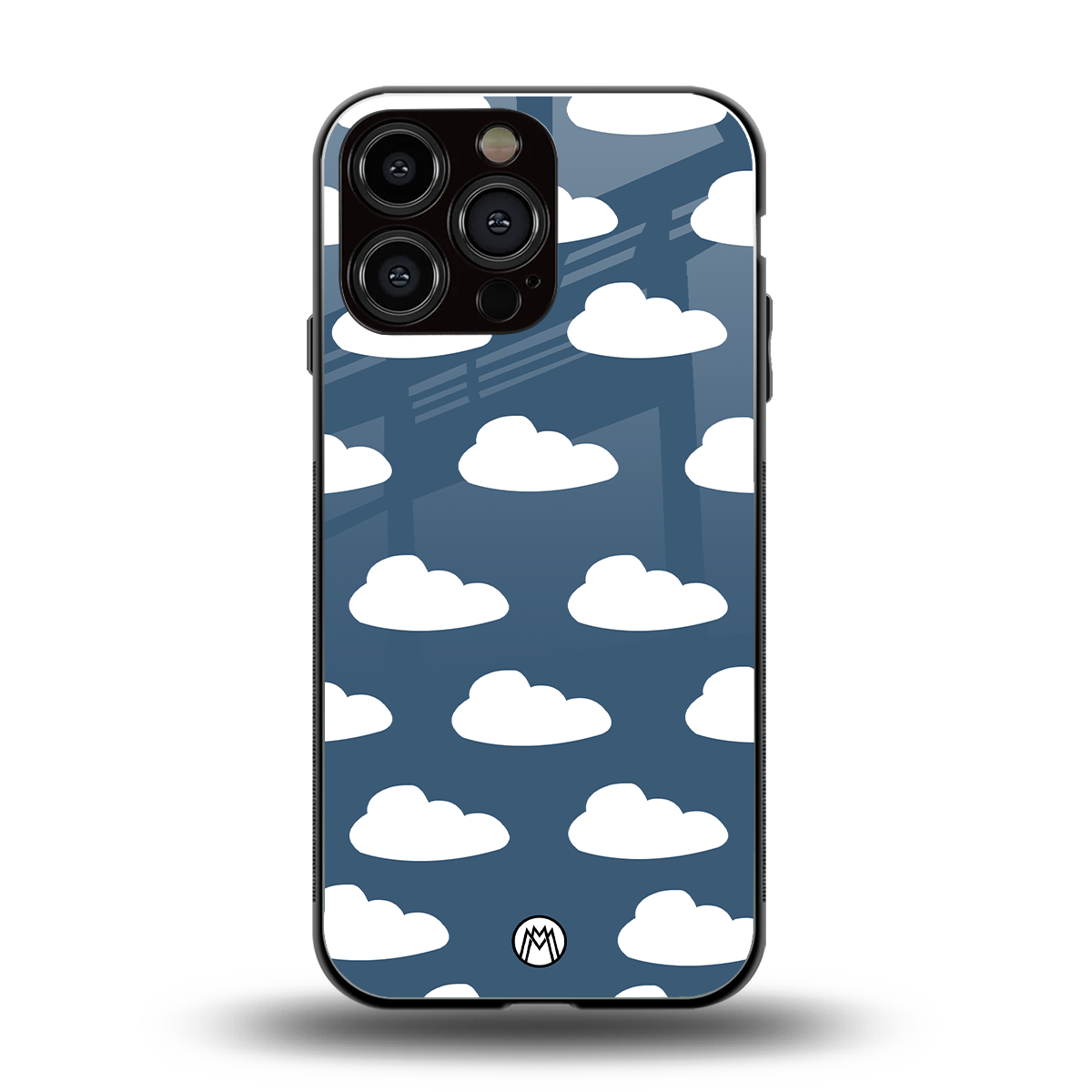 clouds back phone cover | glass case for iphone 16 pro max