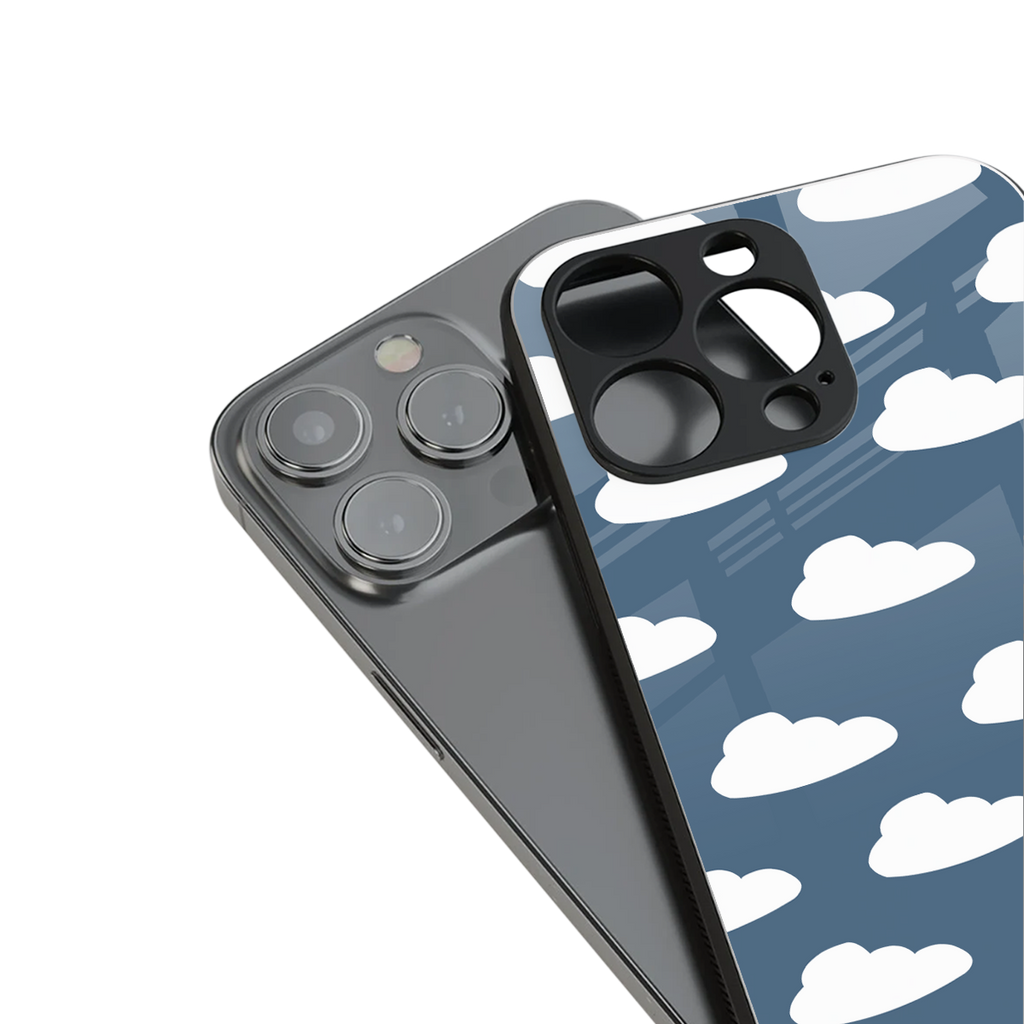 clouds back phone cover | glass case for iphone 13 pro