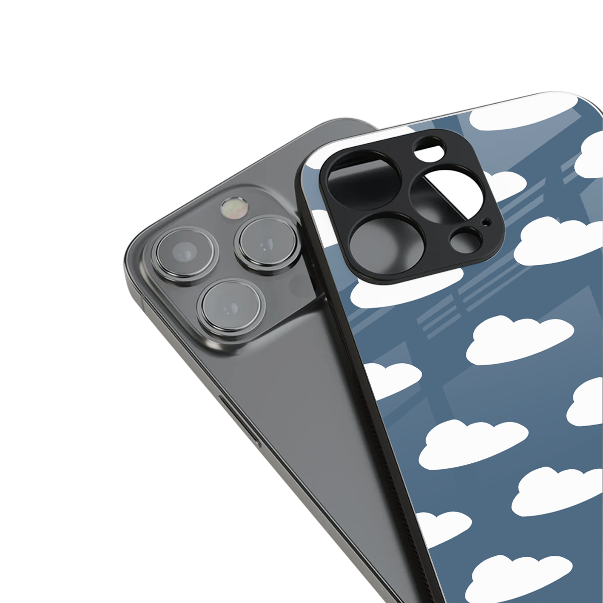 clouds back phone cover | glass case for iphone 13 mini