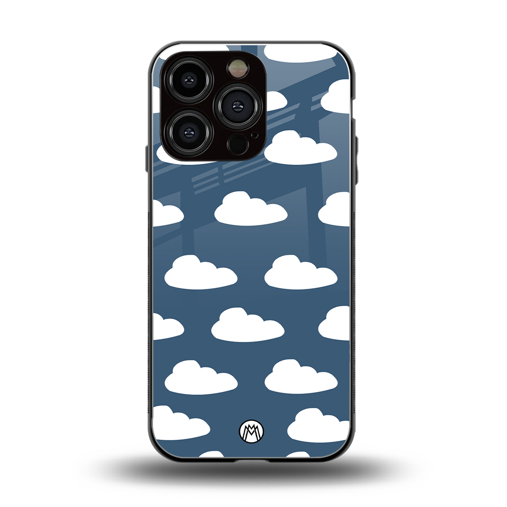 clouds back phone cover | glass case for iphone 16 pro