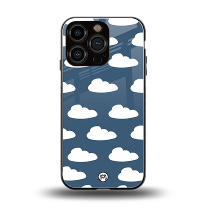 clouds back phone cover | glass case for iphone 16 pro