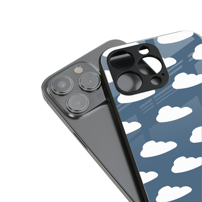 clouds back phone cover | glass case for iphone 15 pro