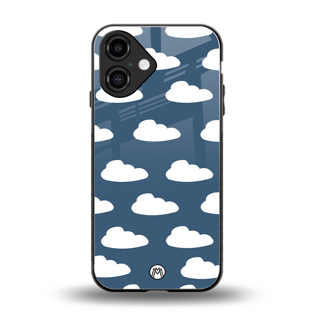 clouds back phone cover | glass case for iphone 16