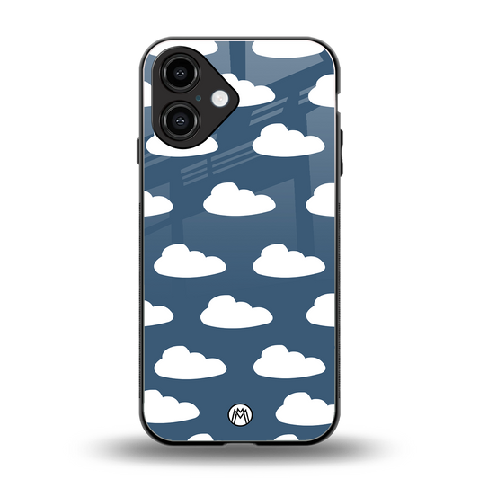 clouds back phone cover | glass case for iphone 16
