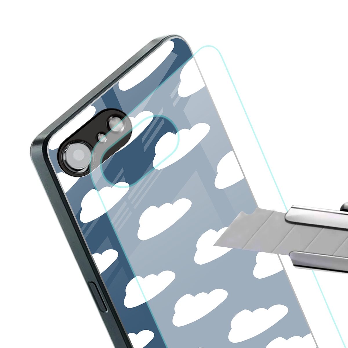 clouds back phone cover | glass case for iphone 16e