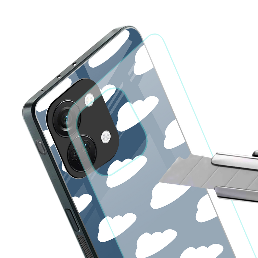 clouds back phone cover | glass case for oneplus nord 3