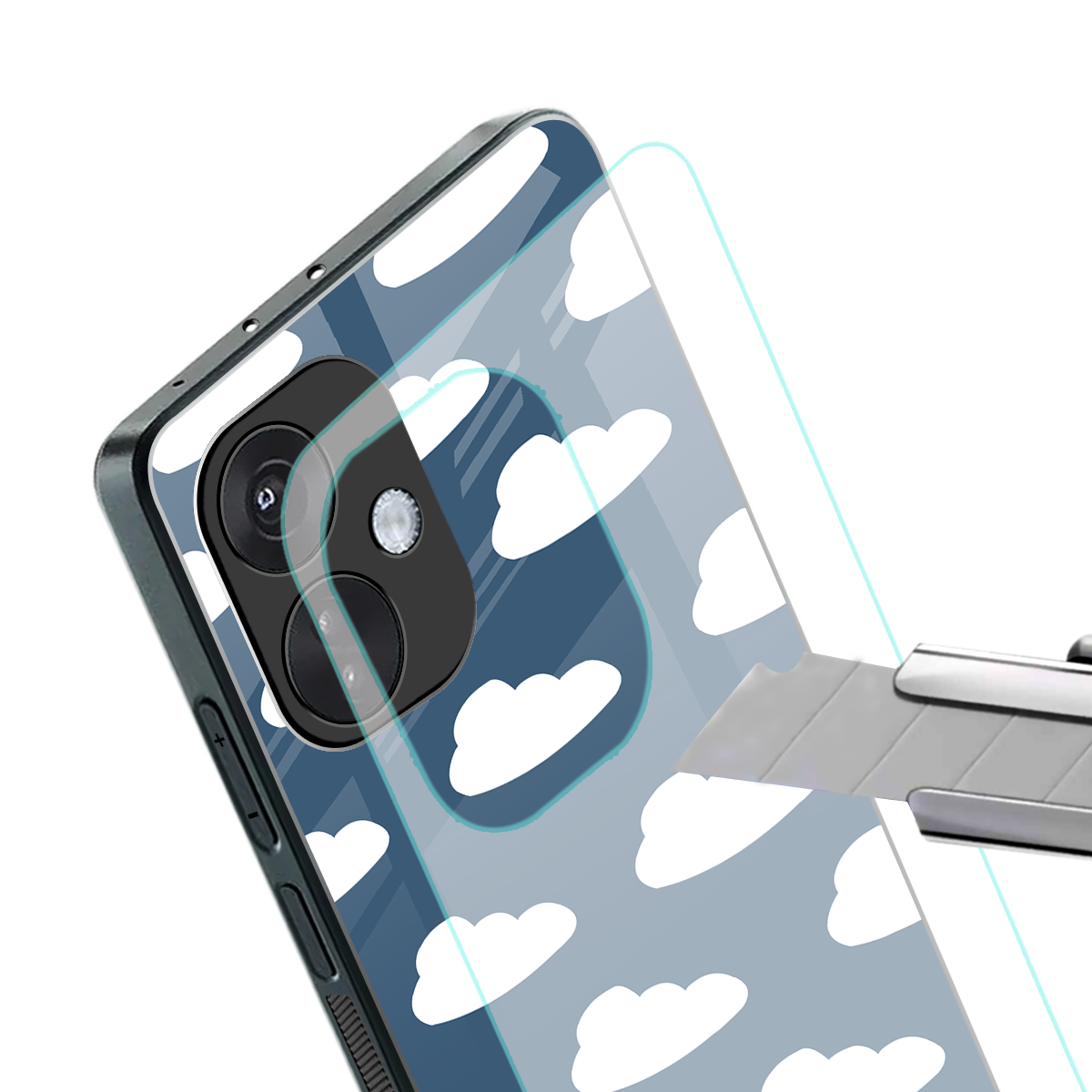 clouds back phone cover | glass case for oneplus nord ce 3