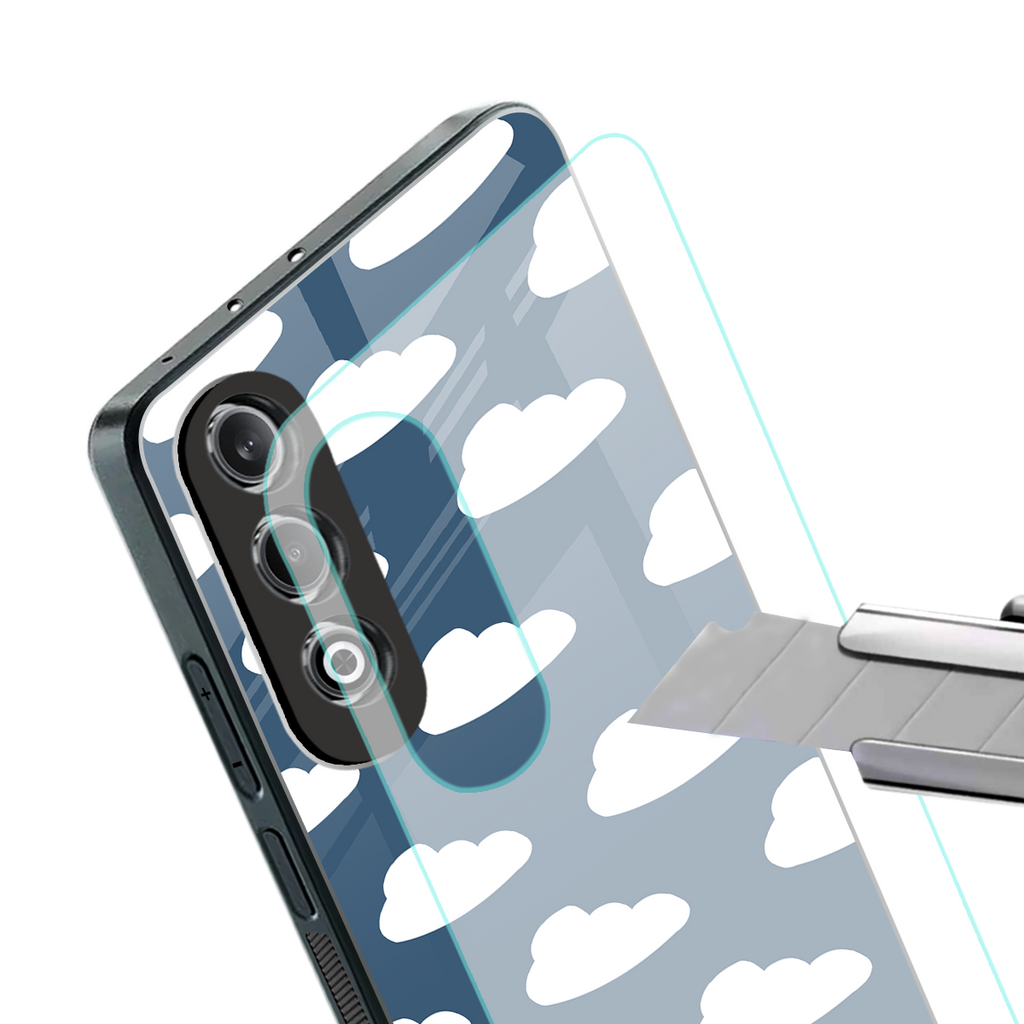 clouds back phone cover | glass case for oneplus nord ce 4