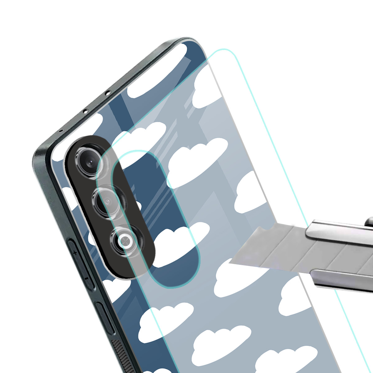 clouds back phone cover | glass case for oneplus nord ce 4