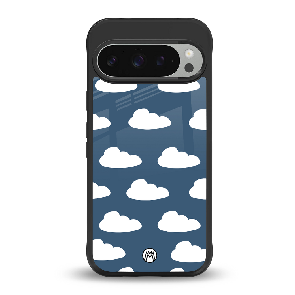 clouds back phone cover | glass case for google pixel 9 pro